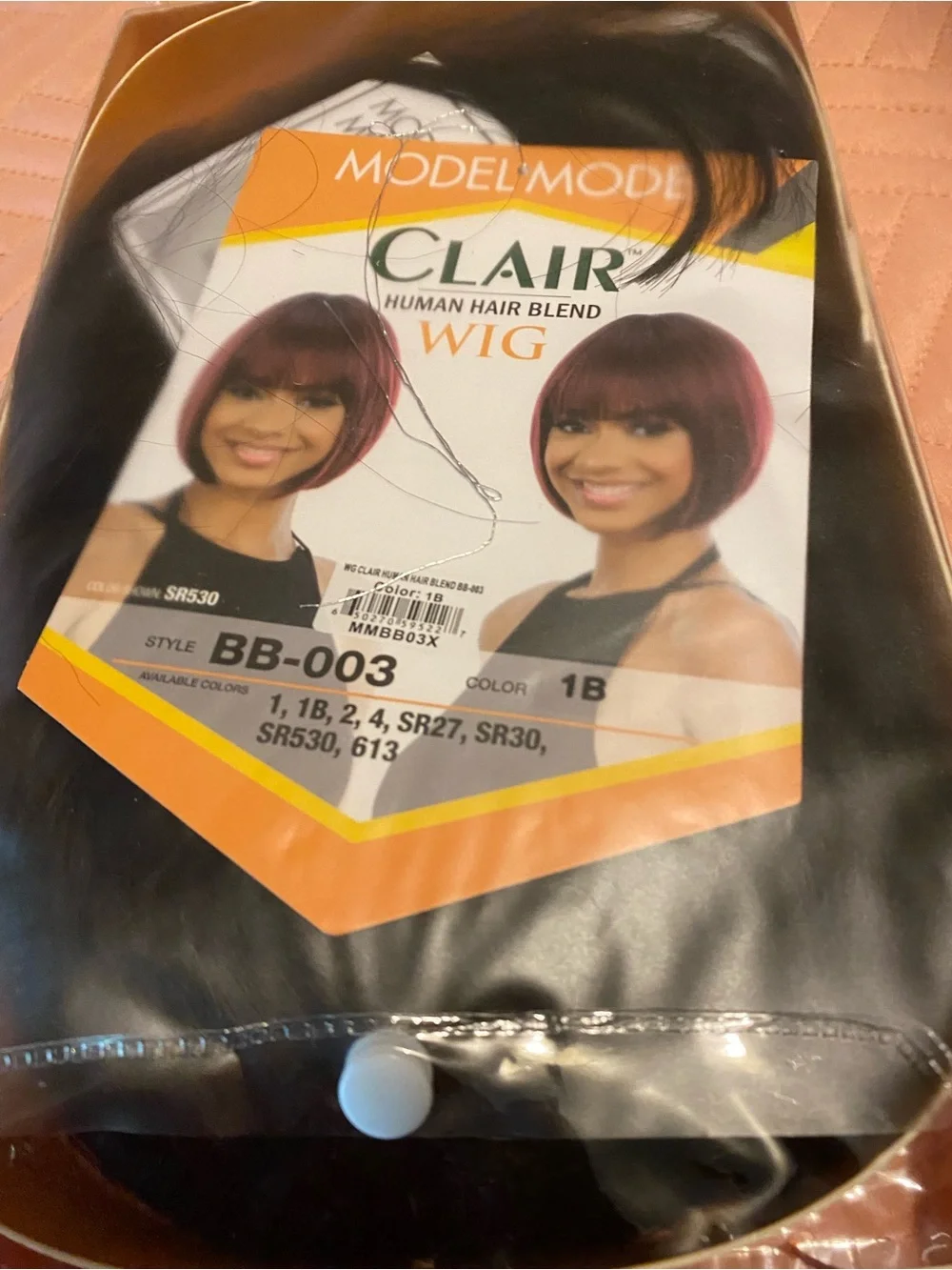 CLAIR Human Hair Blend Wig - Black with Burgundy Highlights